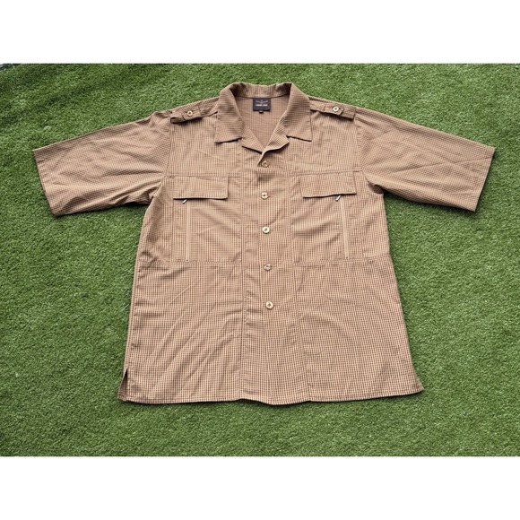 Carmel Zhao Other - Carmel Zhao Men's‎ XL Brown Check Button Front Safari Utility Shirt 70/30